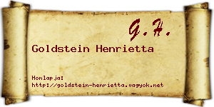 Goldstein Henrietta névjegykártya
